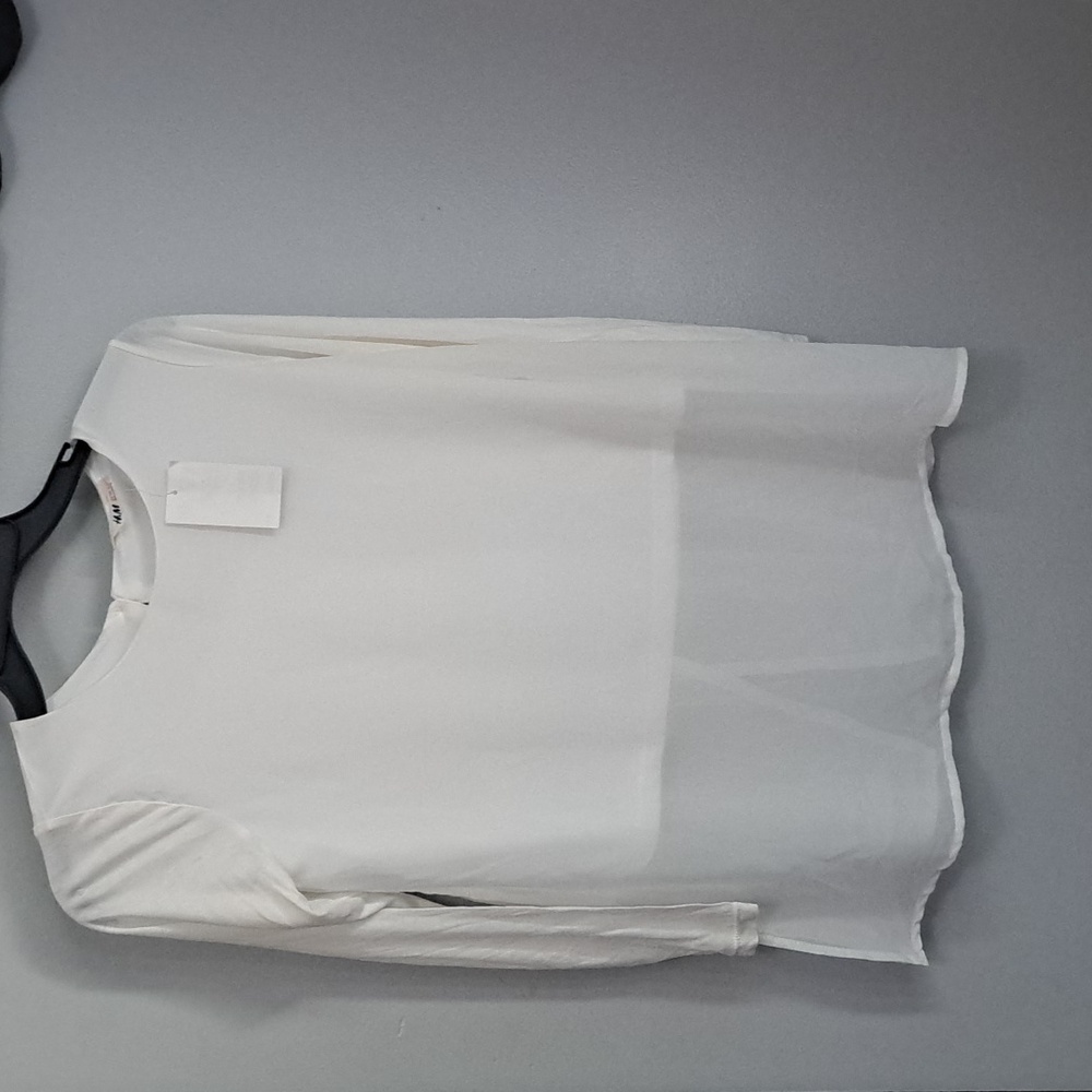H&M Kids 11-12Y Long Sleeve White Chiffon Overlay Blouse NWT